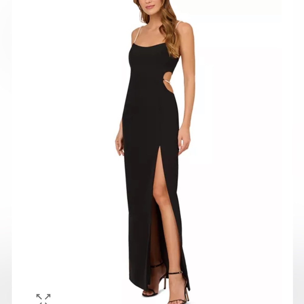 Black Cutout Side-Slit Maxi Dress with Spaghetti Straps